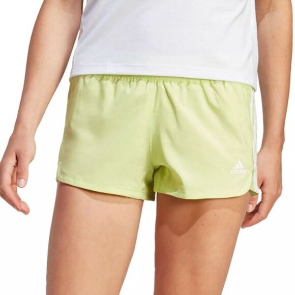 adidas Women's‎ 3-Stripes Pacer Woven Shorts XL Pulse LIme & Whtie - Picture 1 of 4